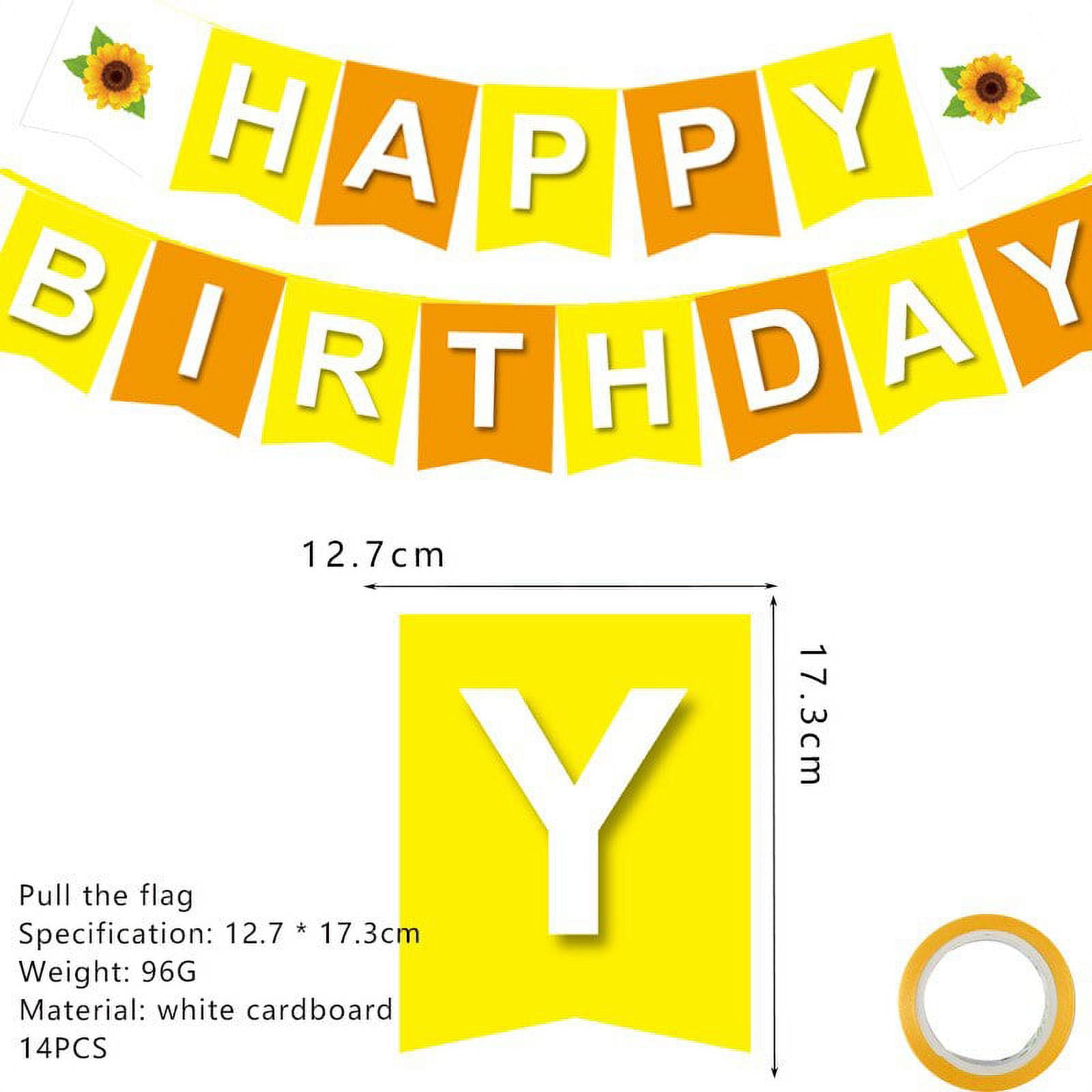 Sunflower Birthday Party Decoration, Yellow Birthday Banner Hanging Swirl Cake Topper for Boys Girls 1st 2nd Birthday Party Decoration Supplies