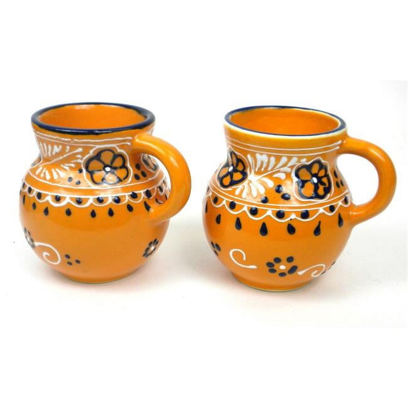 4 Large 7" Hand Painted Mexican Jar Mugs for Water, Tea, Coffee, Chocolate,  Made in Mexico - Walmart.com