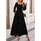 thumbnail image 4 of Vestido maxi de manga larga con fruncido PRETTYGARDEN negro XS, 4 of 8
