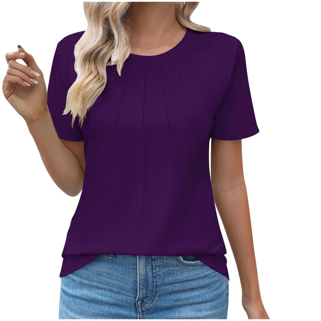 Birdeem Blouses pour Femmes Col Rond Mode Décontractée Manches Courtes Printemps/été