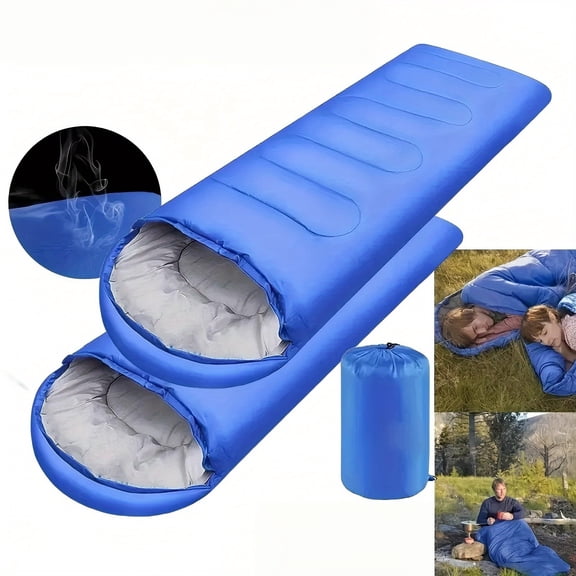 2pcs Warm Lightweight Thick Envelope Sleeping Bag - 4-Season Camping Hiking Bags - Suitable for Summer, Spring, And Autumn - Adjustable Sleeping Bag | Insulated Warmth