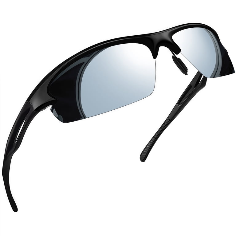 Joopin Sport Sunglasses, Wrap Around Mirrored Silver photo 1