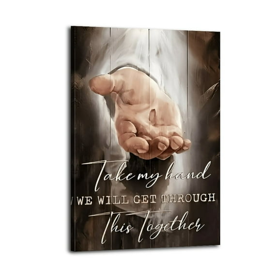 Hand of God Divine Touch Elegant & Inspirational Spiritual Poster Wrapped Wooden Frame Wall Decor,,Canvas Wall Art for Living Room,Bedroom,Office,Ready to Hang