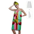 thumbnail image 2 of Colevkie 2 Pcs Women Bath Skirt Hair Drying Cap Set Adjustable Soft Bath Wrap Set Towel Shower Cap Sauna Bathroom Beach Printed Cherry Pattern, 2 of 8