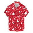 thumbnail image 2 of Rciityk Black Mens Christmas Holiday T Shirt Summer Casual Short Sleeve Button Up Shirts Vacation Hawaiian Snowflake Xmas Tree Print Tshirt, 2 of 5