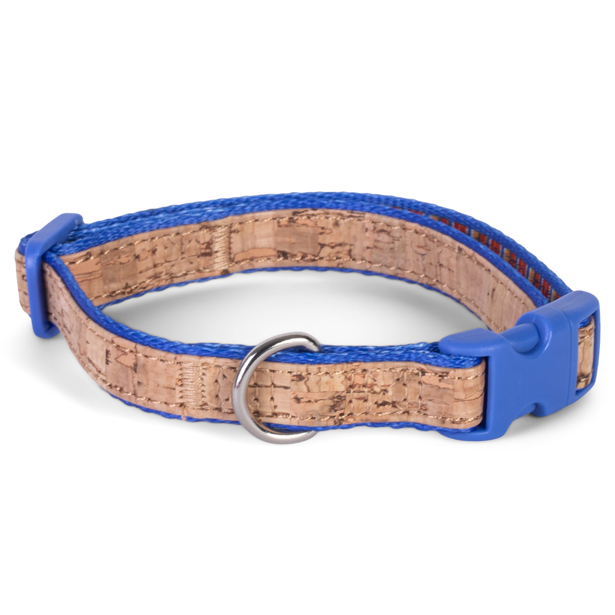 The Dodo Cork Dog Collar, Striped, Medium, Easy Snap Buckle