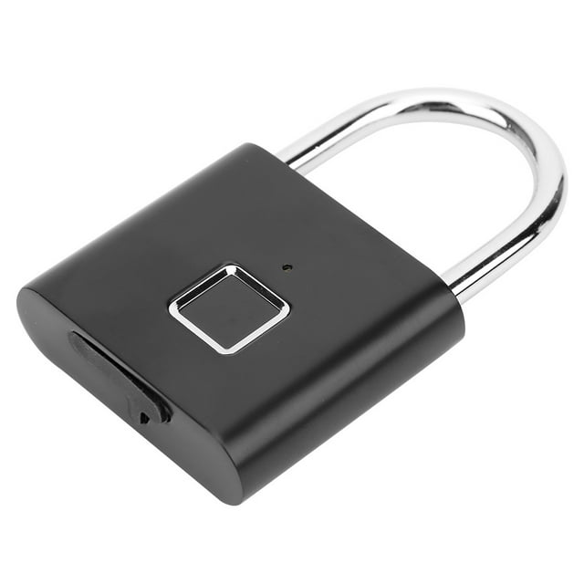 Fingerprint Padlock, Smart Cabinet Lock Keyless Padlock, Smart Padlock Electronic Padlock for Backpack Anti-theft Luggage Cabinet Silver,Black