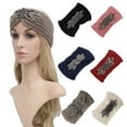thumbnail image 3 of Women Sequin Knitted Hairband Flower Rhinestone Beaded Ear Warmer Wide Head Wrap, 3 of 19