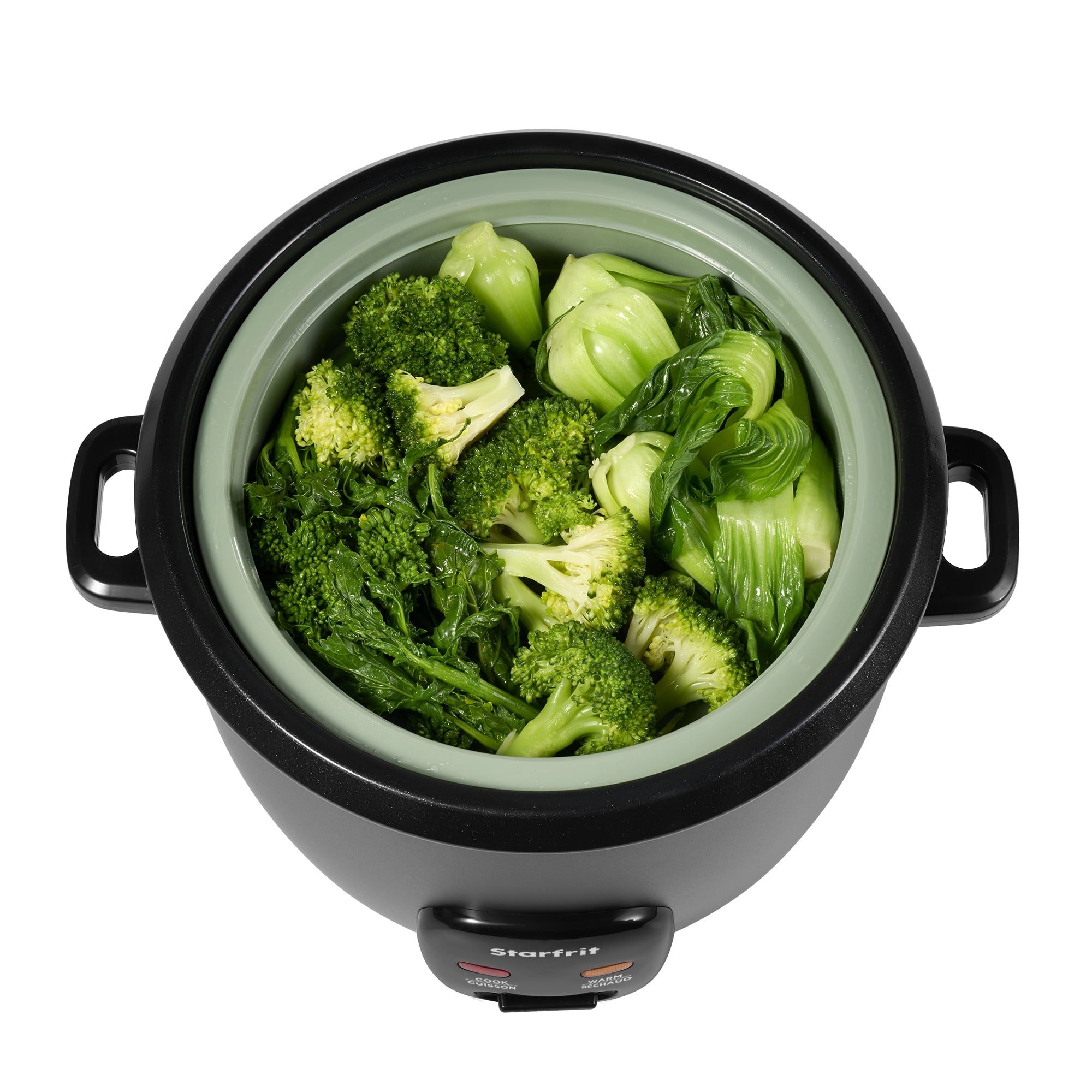 Starfrit Electric Rice Cooker – 20 Cups – Ceramic Non-Stick Coating Without PFAS – Steamer Basket, Measuring Cup & Service Spoon - 700 Watts, STARFRIT 20 CUP RICE COOKER