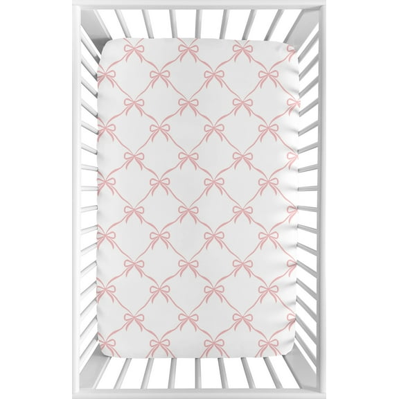 Sweet Jojo Designs Ballerina and Ballet Bows Girl Mini Fitted Crib Sheet