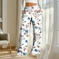 thumbnail image 6 of Erwazi High Waisted Pants for Women Loose Fit Drawstring Waist Wide Leg Print Casual Lounge Trousers, 6 of 6
