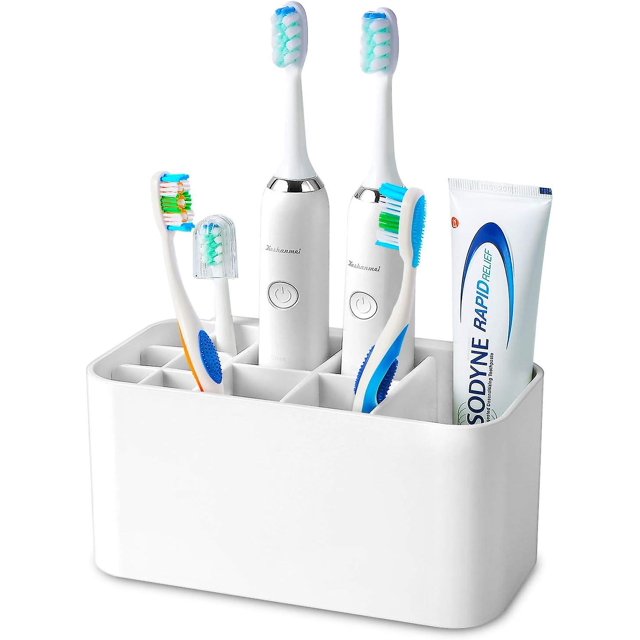 Soporte para cepillo de dientes Soporte para cepillo de dientes eléctrico multifuncional Soporte para cepillo de dientes de pared 4 ranuras para cepillos de dientes + 6 ranuras para cepillo de di