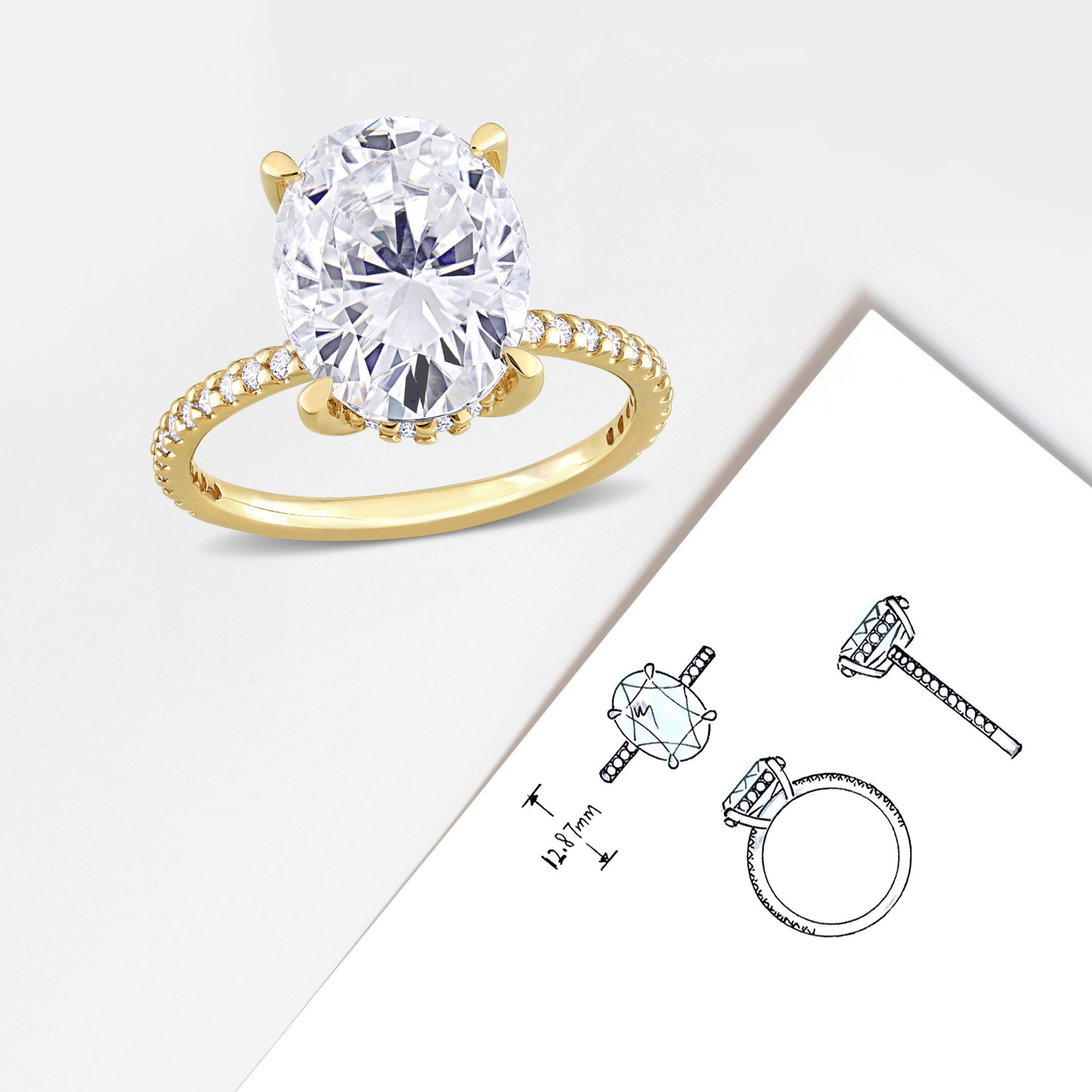 Everly Women's Created Moissanite 10K Yellow Gold Engagement Ring