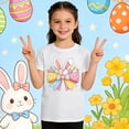 thumbnail image 4 of Girls' Easter T Shirt Sports Outdoor Rabbit Egg Print Pattern Crew Neck Short Sleeve White 10Y-11Y, 4 of 6