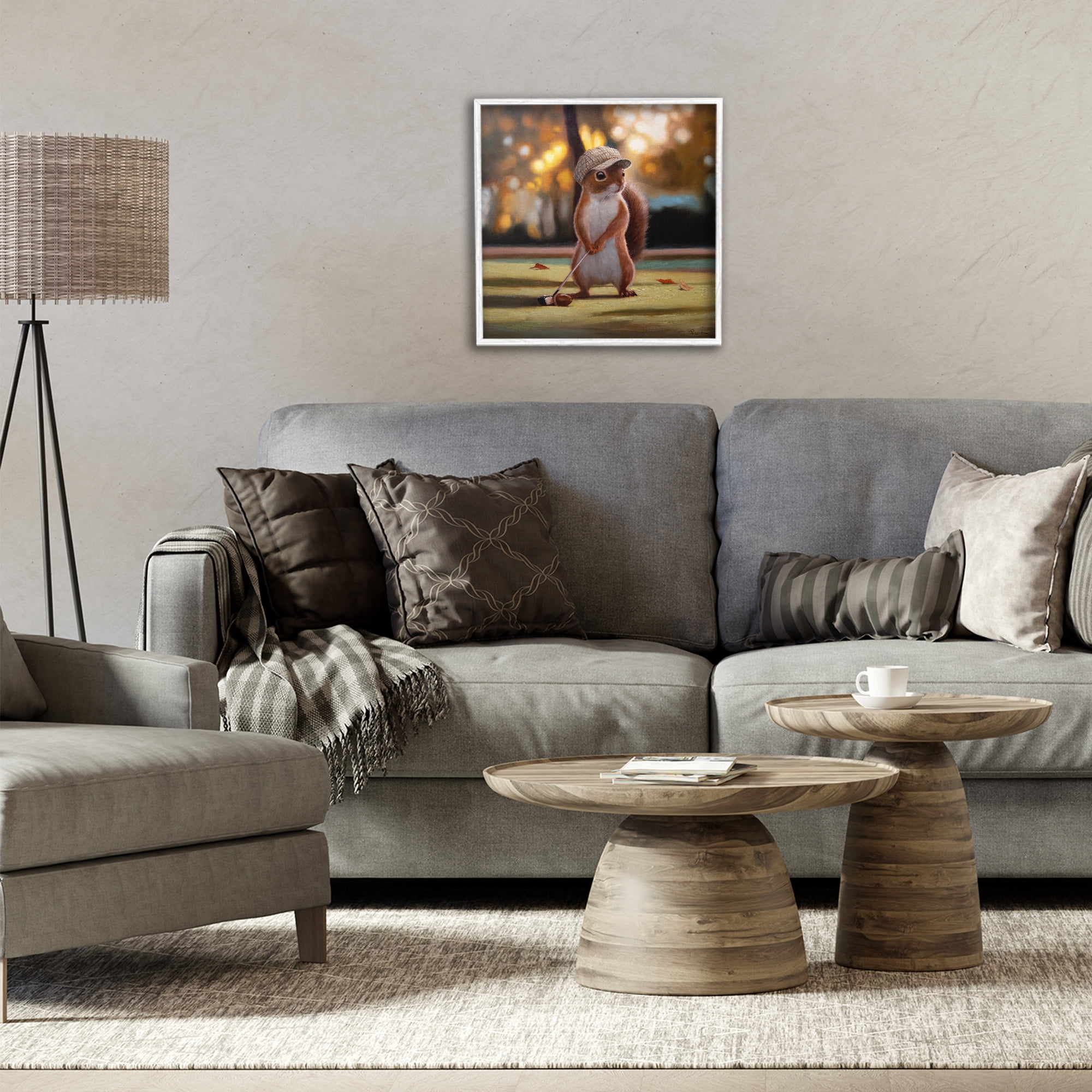 Stupell Industries Golf Nut Squirrel White Framed Giclee Art, design by Lucia Heffernan