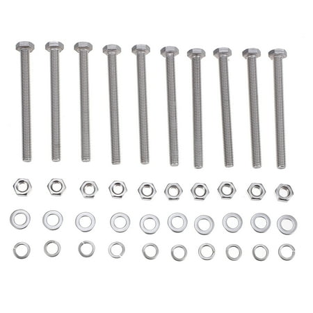 

10 Sets Stainless Steel Hex Head Bolts Hexagon Screws Nuts Furniture Accessories