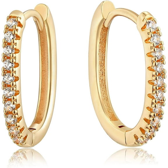 Tilga Gold Hoop Earrings for Women 18K Gold Plated Cubic Zircon Huggie Earrings Earrings for Everyday Jewelry