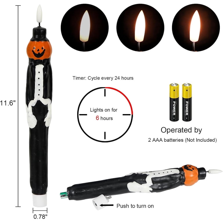 12 Pack Halloween Ghost Flameless Taper Candles – 10.24" LED With Remote & Timer