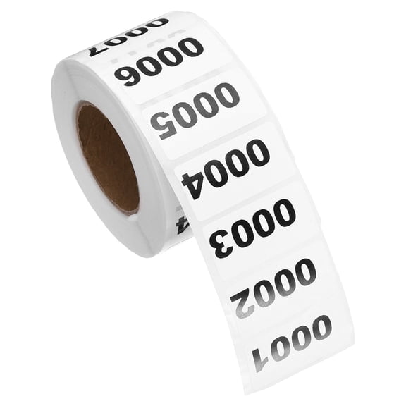 Uxcell 0.8x1.6 Inch Inventory Sticker, 1 Roll 0001 to 1000 Number Label 1000 Stickers