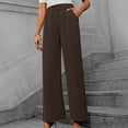 thumbnail image 2 of Zpanxa Women's High Waist Wide Leg Pants Comfort Fit Elastic Waist Loose Straight Leg Trousers with Pockets for Office Commute and Daily Wear Coffee XL, 2 of 7