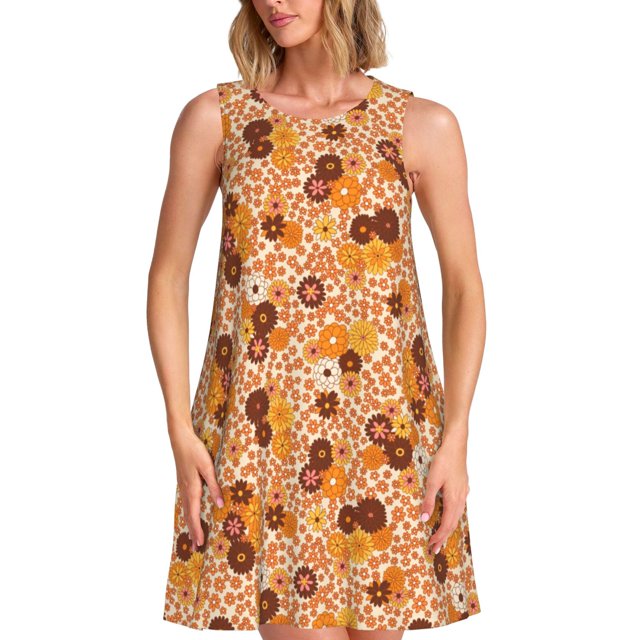 Balery Hippie Ditsy Floral Vestidos de verano para mujer con estampado: vestido holgado sin mangas, vestido playero informal y cómodo para días calurosos.