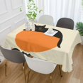 thumbnail image 2 of Yayeee Tablecloths 60" x 60" Rectangle Wrinkle Resistant Party Table Cover, Black Cat Orange Ball, 2 of 8