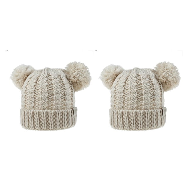 Sonducket Sombrero Pompones esponjosos Bolas Diseño de doble capa Sombrero Buena retención de calor Gran elasticidad Gorras para niños Beige Type2 NO2