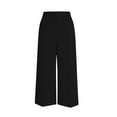 thumbnail image 6 of Qgtaibl Women's Cropped Dress Pants High Waisted Pleated Straight Leg Pants Solid Color Business Suit Trousers with Pockets Summer Capris Black XL, 6 of 9