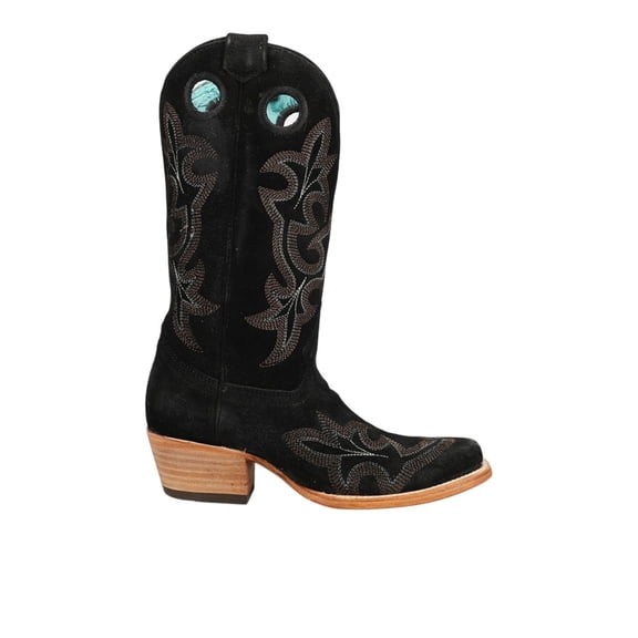 Corral Boots Womens Suede Embroidered Square Toe Cowboy Mid Calf Boots