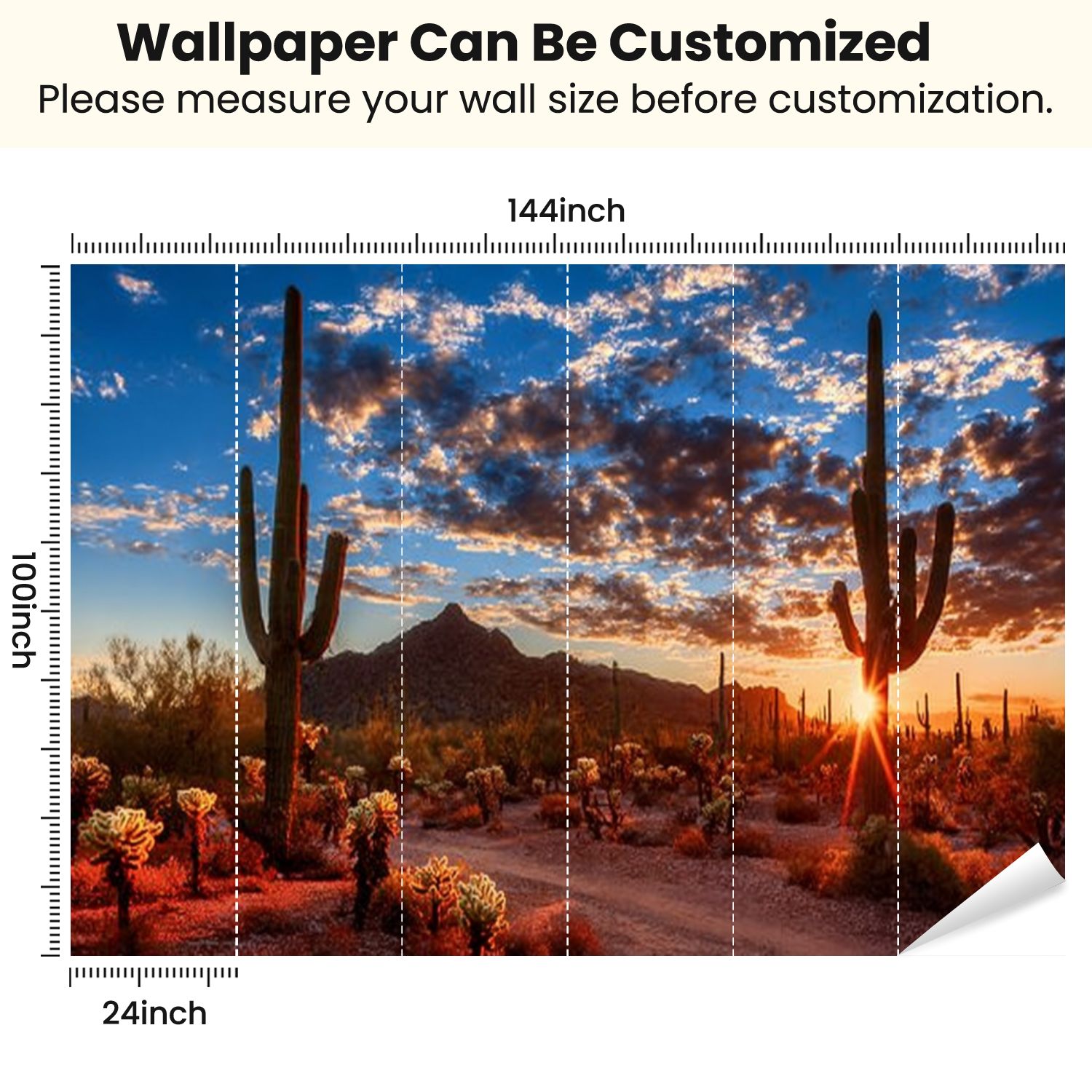 Peel and Stick Wallpaper desert landscape sunset Modern Art Wall Mural Decor Self Adhesive and Removable 100in x 144in