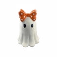 thumbnail image 2 of Cute Ghost Statue with Orange Polka Dot Bow, 5.9 Inch Halloween Tabletop Decoration, Spooky Ceramic Figurine for Shelf Decor, 2 of 7