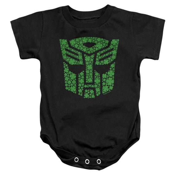 Transformers St Patrick's Day Autobot Shamrock Unisex Infant Snap Suit for Baby, Black, Large