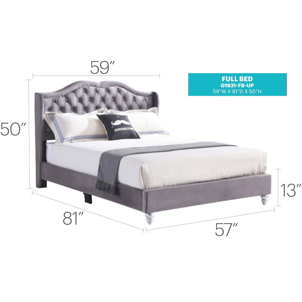 Glory Furniture Joy Full Bed in Gray Color