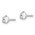 thumbnail image 2 of Finest Gold Sterling Silver Rhodium-Plated Polished Round 4.5 mm Crystal Stud Earrings, 2 of 3