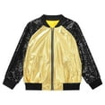 thumbnail image 2 of Eandarui Girls Boys Sequins Hip Hop Jazz Bomber Jacket Kids Unisex Long Sleeve Glitter Metallic Gold 10, 2 of 7