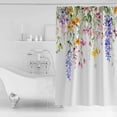 thumbnail image 4 of Extra Long Shower Curtain 72x96 Inch, Watercolor Flowers Shower Curtain Waterproof Bathroom Decor Spring Purple Pink Flower Green Leaf Fabric Bath Curtain Set Accessories with Hooks, 4 of 6