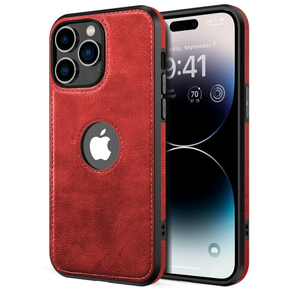 Elegant Choise Case for iPhone 14 Pro Max/14 Pro/14 Plus/14 PU Leather Protective Phone Cover, Red
