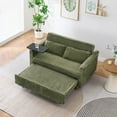 thumbnail image 2 of 54"W Convertible Sleeper Sofa Bed,3-In-1 Corduroy Pull Out Couch Bed,Futon Loveseat Sleeper Couch with Adjustable Backrest and USB Ports & Side Table,Recliner for Living Room,Office,Small Space,Green, 2 of 8