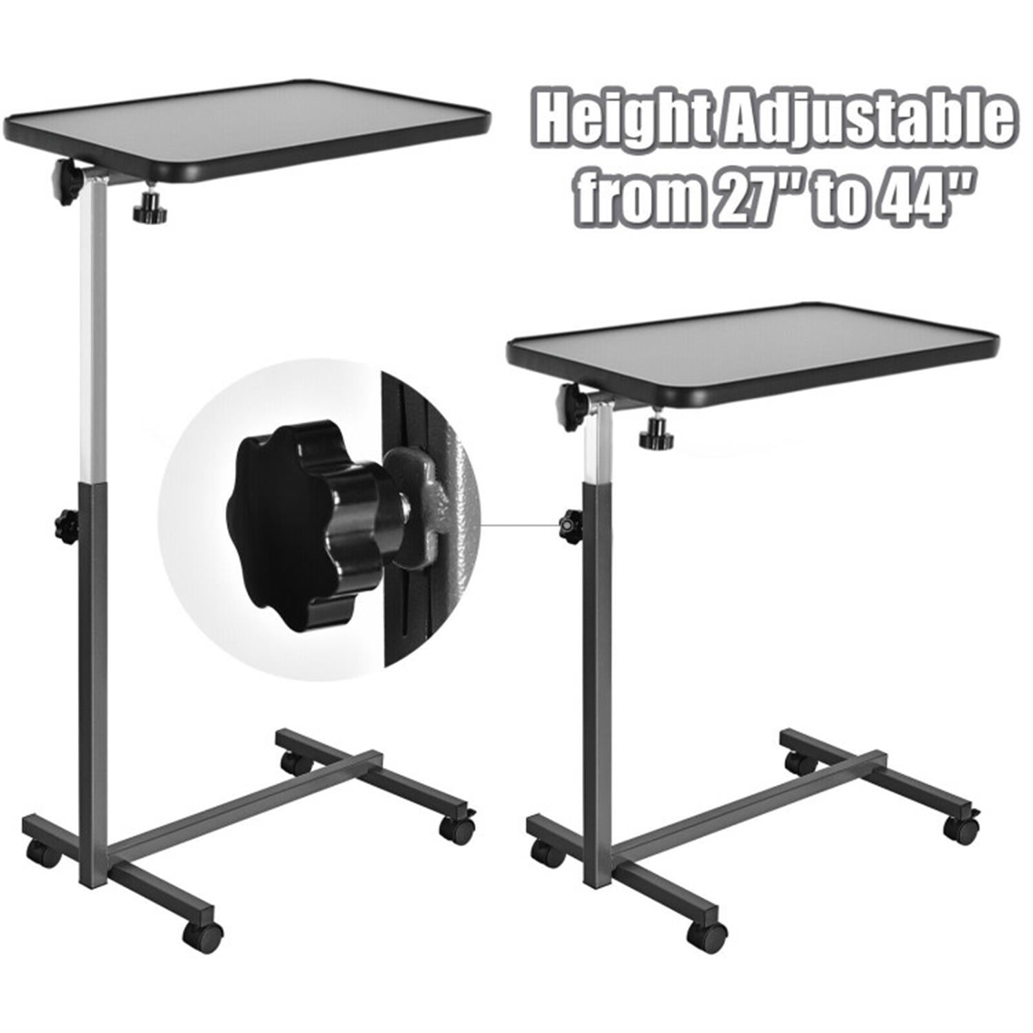 Demi Bonn Overbed Rolling Food Tray Table, Laptop Workstation for Laptops, Books, Tablets, and Art, Balck