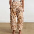thumbnail image 4 of kaondbfi Women's Print Cropped Pants High Waist Button Fly Casual Loose () Fabric Baggy Trousers with Pockets for Summer, 4 of 6