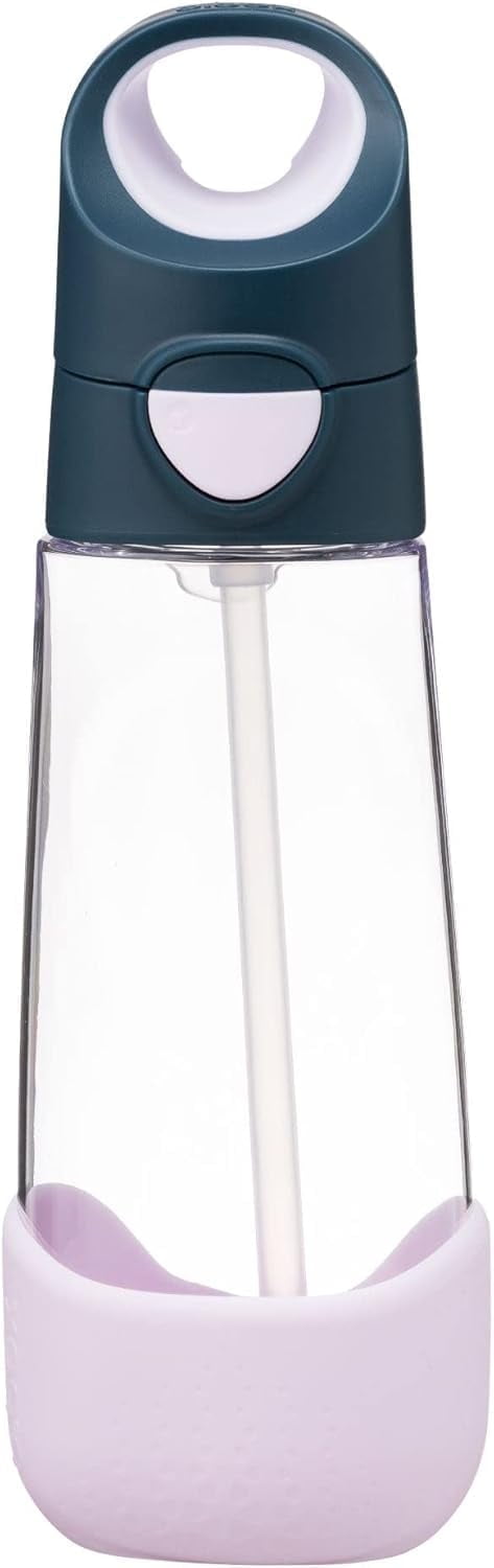 b.box 15 oz Tritan Drink Bottle: Kids Water Bottle w/ Straw & Lid for School, Travel, Daycare. Spill & Leak Proof. Easy Grip Triangle Shape. BPA Free, Dishwasher Safe.