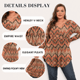thumbnail image 6 of PINKSIR Plus Size Henley Shirts for Women V Neck Button Long Sleeve Flowy Tunic Tops Curved Hem Fall Ink Yellow Ripple 4X, 6 of 8