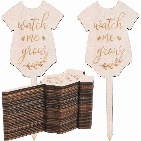 30Pcs Watch Me Grow Plant Tags Succulent Labels Clothes Wooden Plant Stakes Gift Nursery Garden Marker Sign DIY