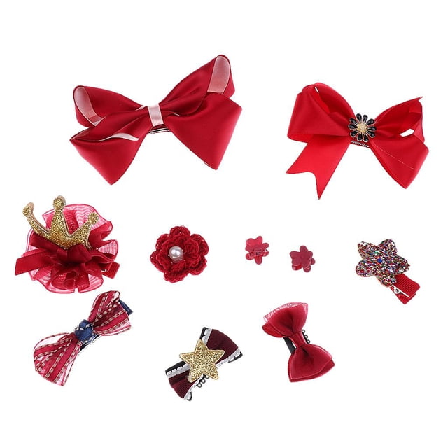 10 Pcs Pinces à Cheveux pour Bébé Nœuds pour Cheveux Accessoires Barrette Nourrisson Bébés Filles Rouge.