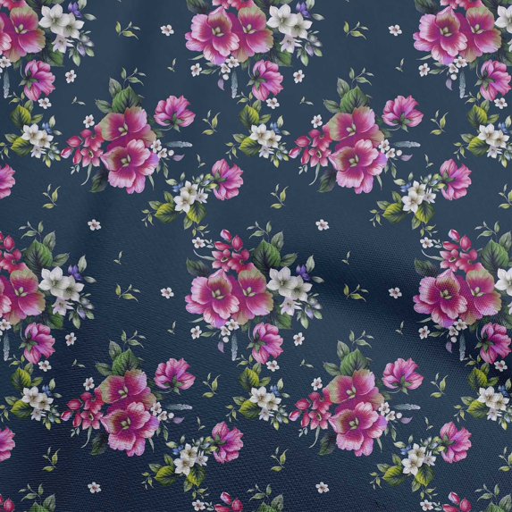 oneOone Cotton Poplin Twill Blue Fabric Florals Sewing Material Print Fabric By The Yard 56 Inch Wide