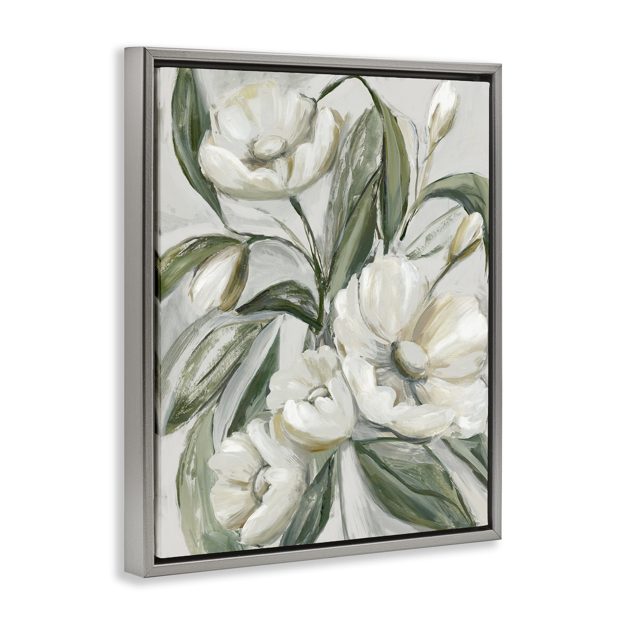 Stupell Industries Bountiful Apple Blossoms Plants & Flowers Painting Gray Floater Framed Canvas Art Print Wall Art, 25 x 31