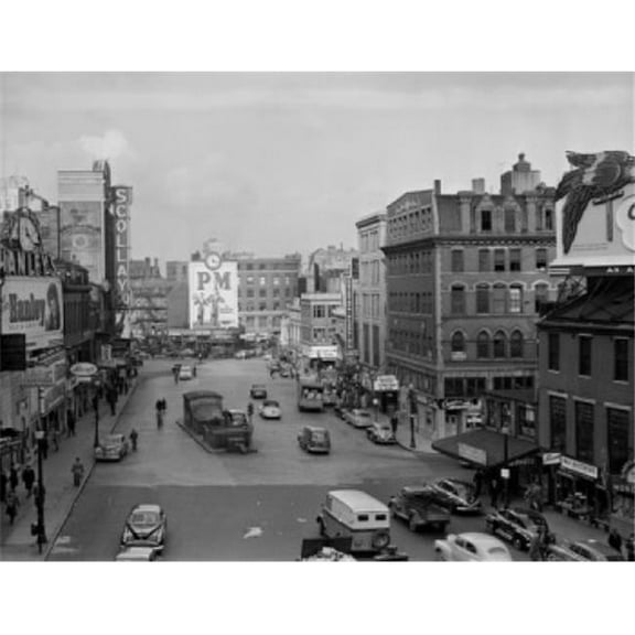USA Massachusetts Boston Street Scene High Angle View Poster Print 18 x 24 in.