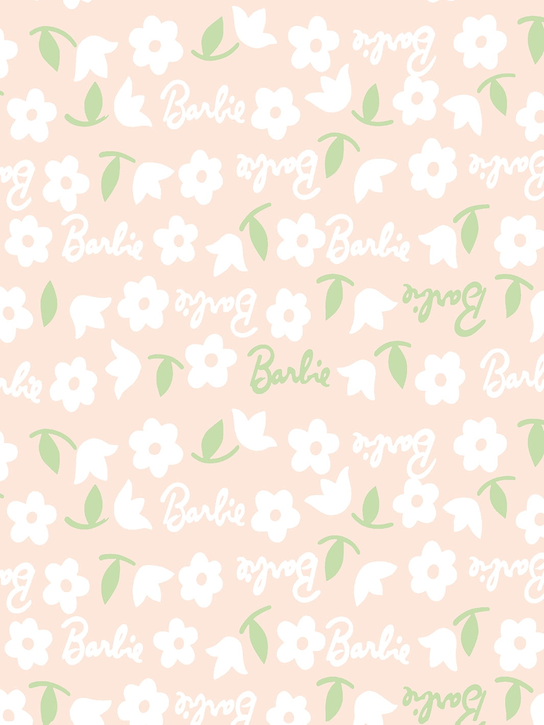 Learns to Cook Removable Vinyl Wallpaper by Barbie - White on Peach