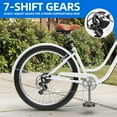 thumbnail image 6 of Dextrus Steel Frame Cruiser Bike, 26in Step-Through Bicycle for Adults - 7-Speed Commute Bike with Full Fenders, White, 6 of 9