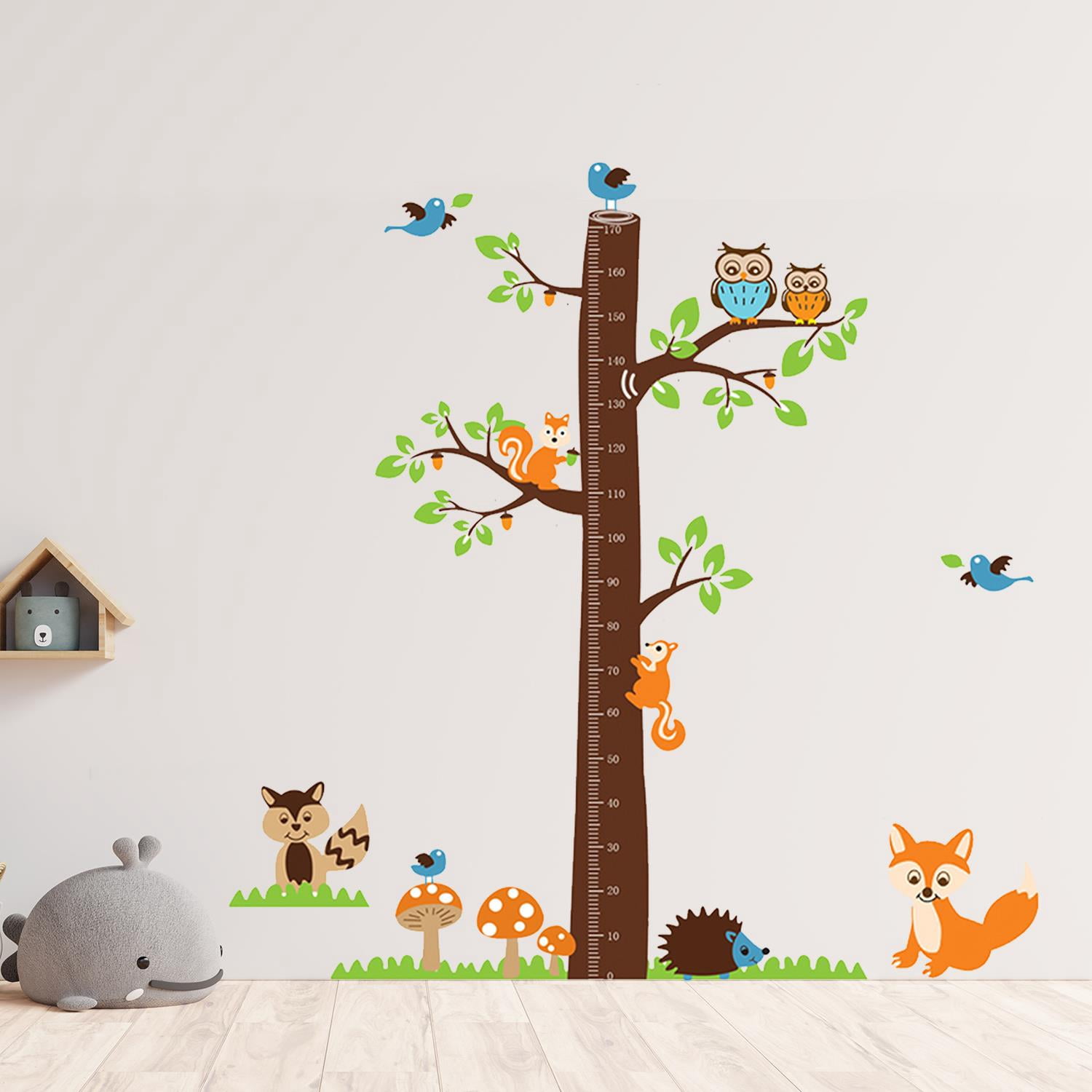 Walplus Fox Tree Height Measure Peel and Stick Wall Decals 74.81' x 74.81'